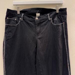Vintage Y2K Black Jeans with Rhinestone Details Denim Stretch Spring Summer
